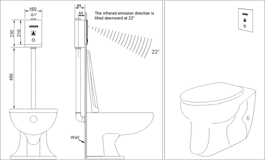 New Automatic Toilet / Urinal Flush - Infrared Sensor and Push Button