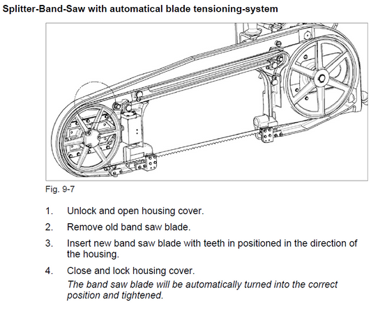 Bull Splitting Bandsaw with Auto Blade Tensioning - Diagram