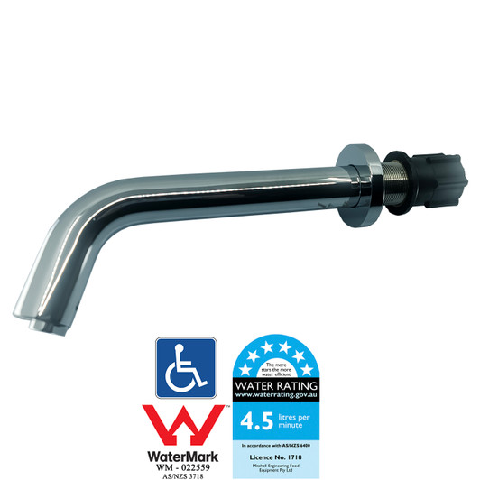 MEFE Sensor Tap - Tube Design - Dry Wall Mounted - Chrome Plated