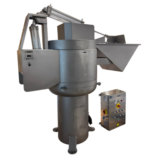 MEFE Head and Feet Dehairing Machine with Pneumatic Tipping Arm and Automation