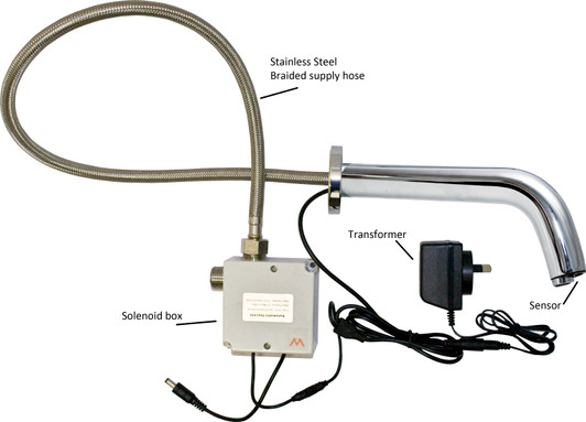 Sensor Tap - Tube Design - Wet Wall Mounted - Chrome Plated