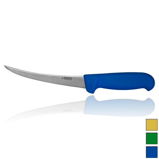 MEFE 6"/15cm Curved Boning Knife - Blue Fibrox Handle