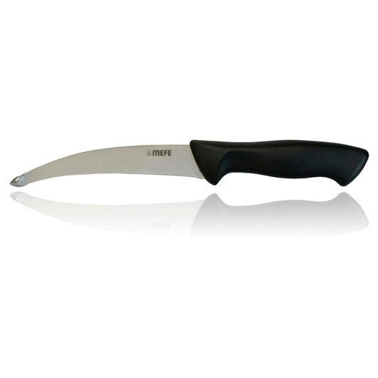 MEFE 5.5"/14cm Tripe Offal / Skinning Knife - Stub Point Reverse Blade & Black Handle
