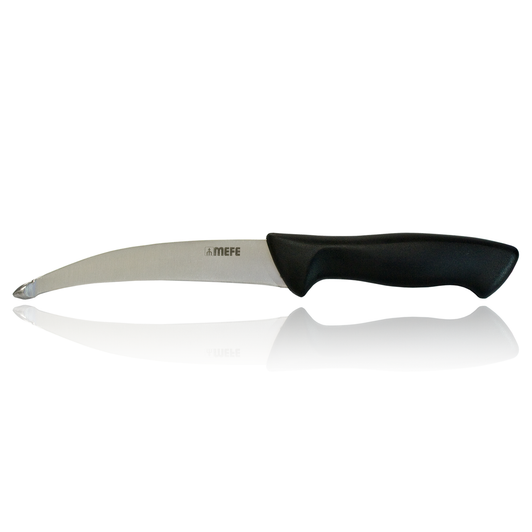 MEFE 5.5"/14cm Tripe Offal / Skinning Knife - Stub Point Reverse Blade & Black Handle
