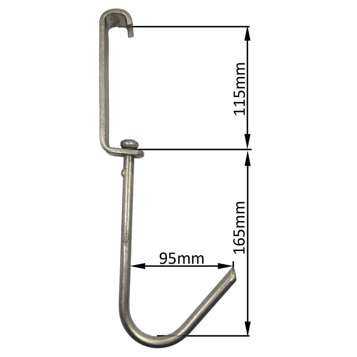 MEFE Skid Swivel Hook - 300mm Long, 25 x 5 Frame - 10mm Hook