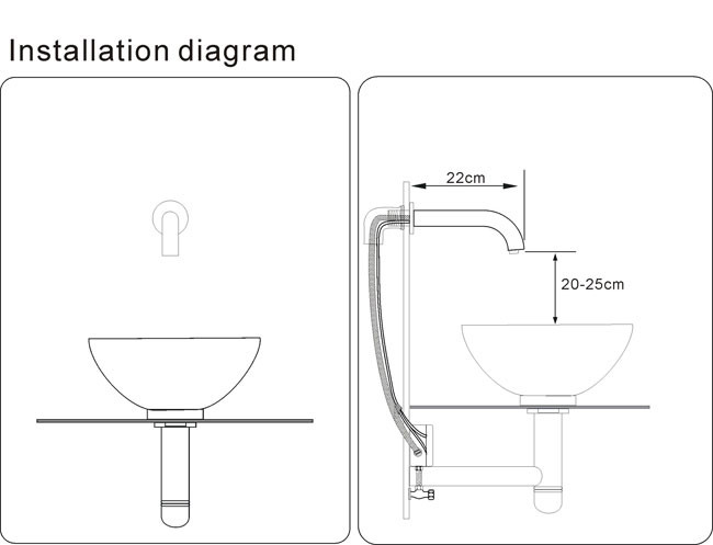 Tube Design - Wet Wall Mounted Chrome Plated (Matte Black) - Install