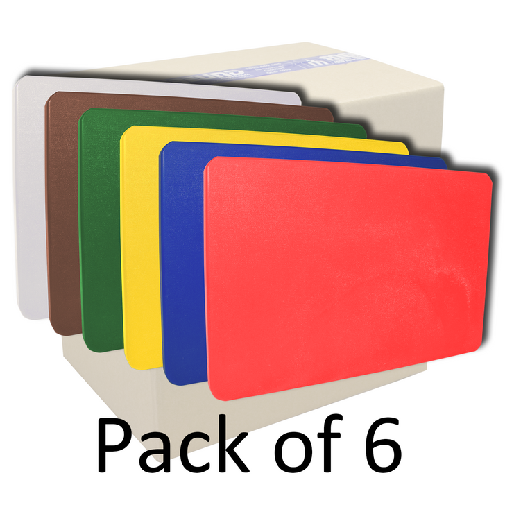 Pack of 6 Cutting Boards Colour Coded - Heavy Duty 20mm Thick