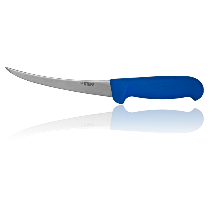 MEFE 6"/15cm Curved Boning Knife - Blue Fibrox Handle