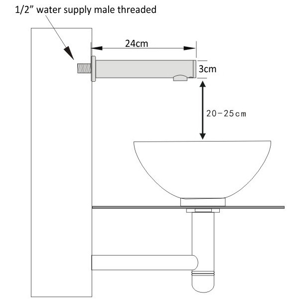 Stainless Steel Wall Mount Sensor Tap - All-in-One