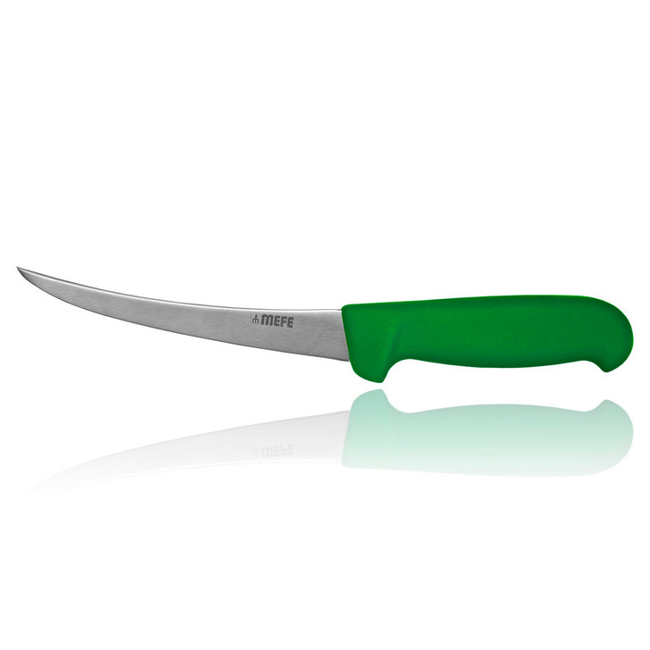 MEFE 6"/15cm Curved Boning Knife - Green Fibrox Handle
