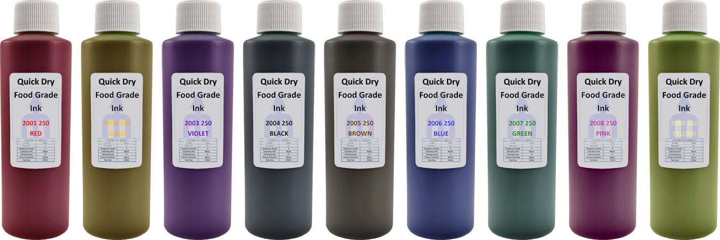 Premium Quick Dry Edible Ink - 250ml - Food Grade, Permanent - Mitchell ...