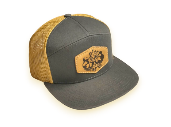 Charcoal/Old Gold Leather Patch Hat