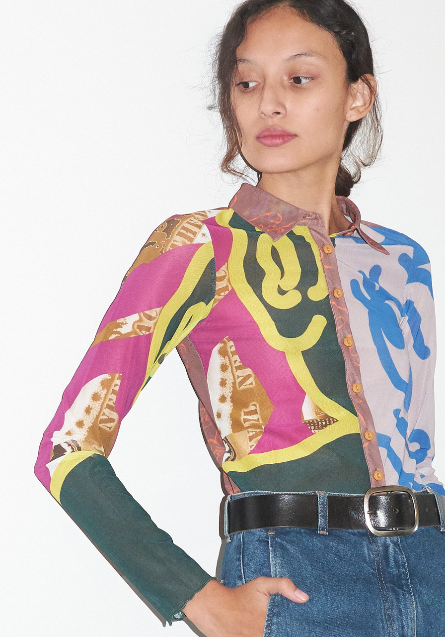 トップス DNA HYPERMESH BELL SLEEVE TOP Braindead Dot Hyper Mesh Bell Sleeve Top - Lime – Brain Dead