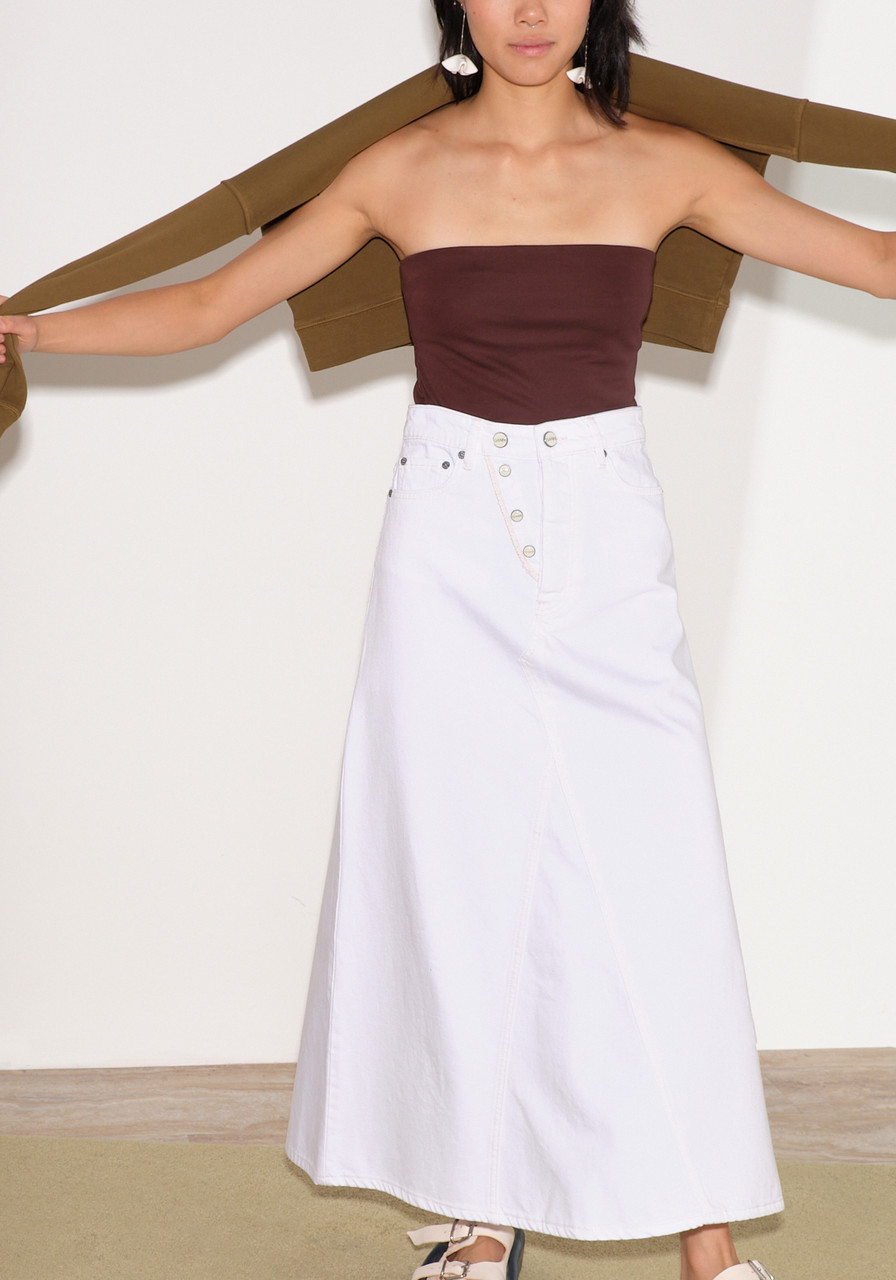 Ganni White Denim Maxi Skirt - LE POINT Ganni White Denim Maxi Skirt - LE POINT