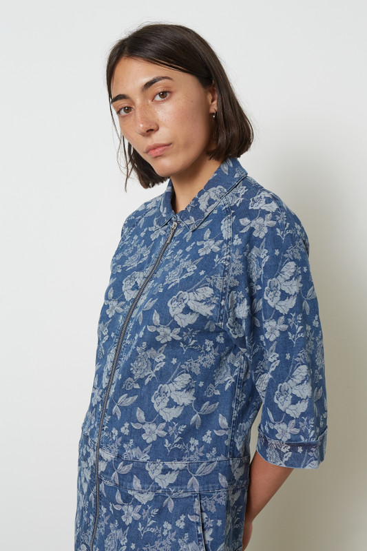 YMC Garland floral-jacquard Denim Jumpsuit - Farfetch