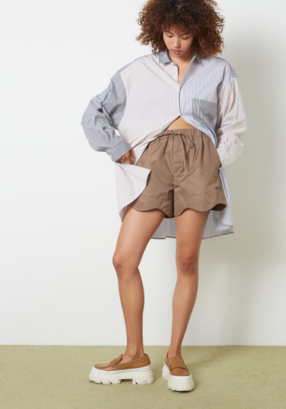 Ganni Outerwear Nylon Shorts- Fossil - LE POINT 