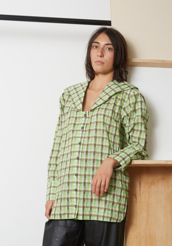 Ganni seersucker shirt Clearance