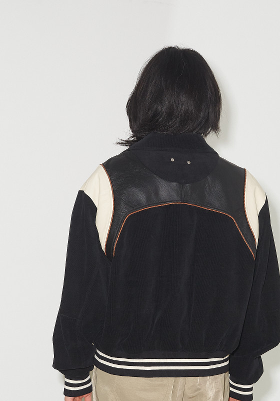 ジャケット・アウター ANDERSSON BELL LEATHER VARSITY JACKET A PATCH WOOL & LEATHER VARSITY JACKET awa691m(BLACK