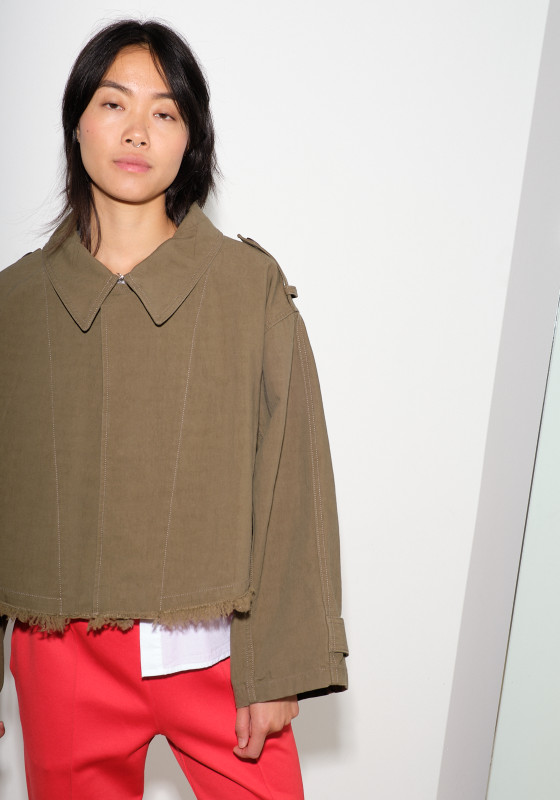 MM6 Cropped Sports Jacket Olive Green LE POINT