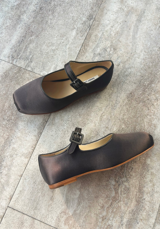 Sandy Liang Pointe Satin Mary Jane - Umber - LE POINT Sandy Liang Pointe Satin Mary Jane - Umber - LE POINT