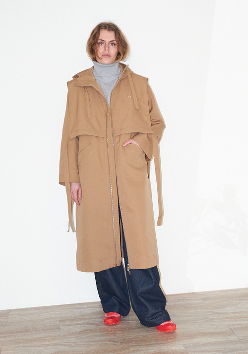 Ganni Heavy Twill Oversized Zipper Coat - Petrified Oak - LE