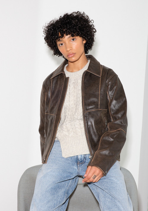 [牛革100%] ANDERSSON BELL
レザーライダージャケット Andersson Bell Unisex Dreszen Leather Zip-Up Jacket - LE POINT