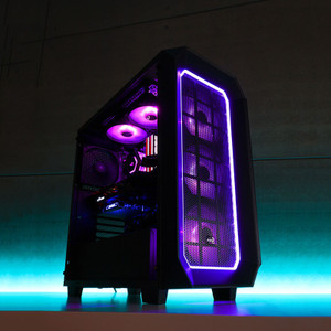 Aerocool Project-7 C0 Mid Tower Case w/ 10 colour LED, Dual Tempered Glass side panels - Black