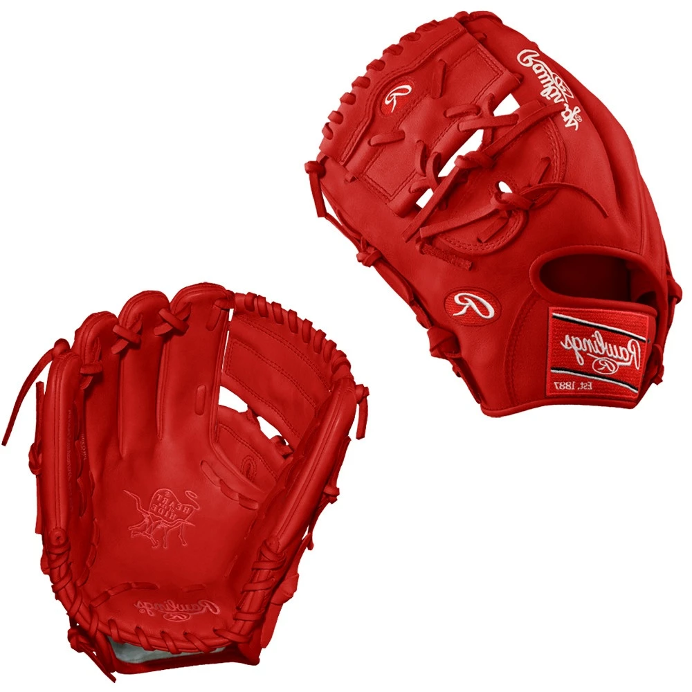 CUSTOM RAWLINGS HEART OF THE HIDE PRO206-9 - RED - 12" LHT BASEBALL GLOVE