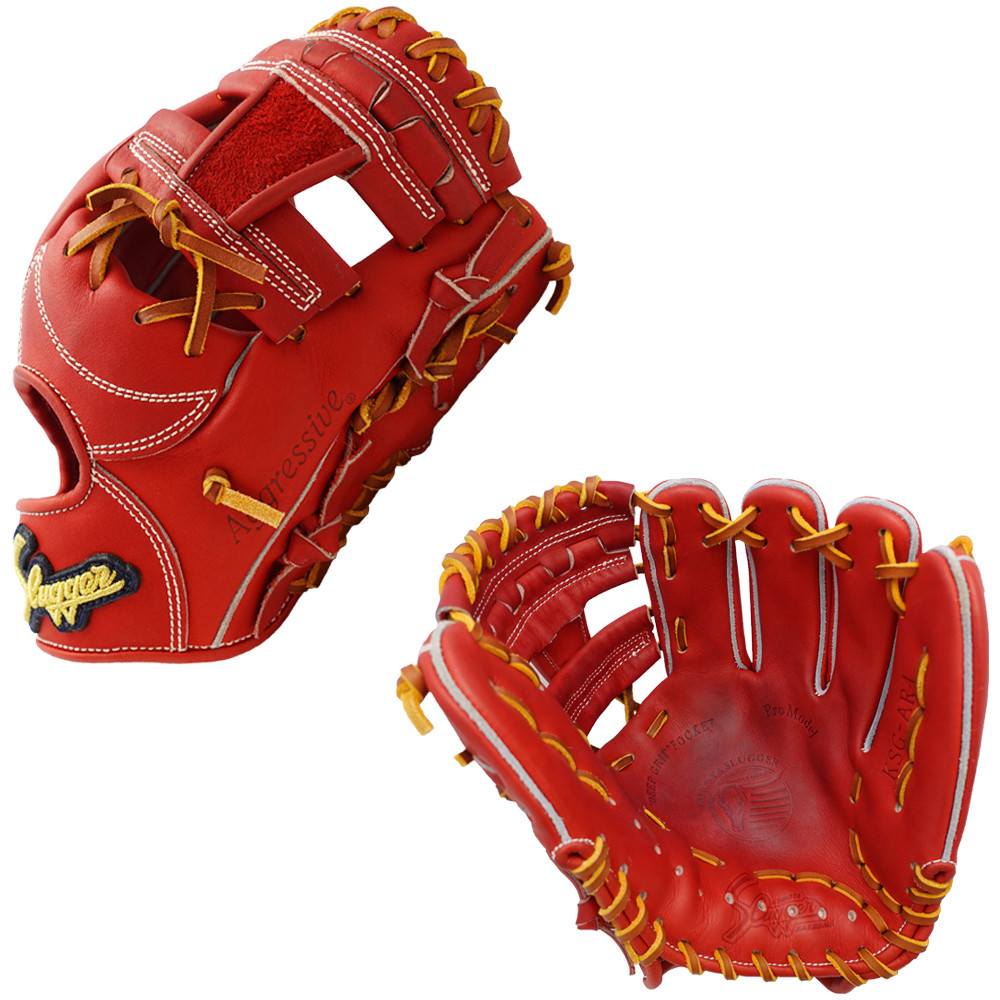 *USED* KUBOTA SLUGGER KSG-AR4 - RED/TAN - MADE IN JAPAN - 11.5" RHT BASEBALL GLOVE