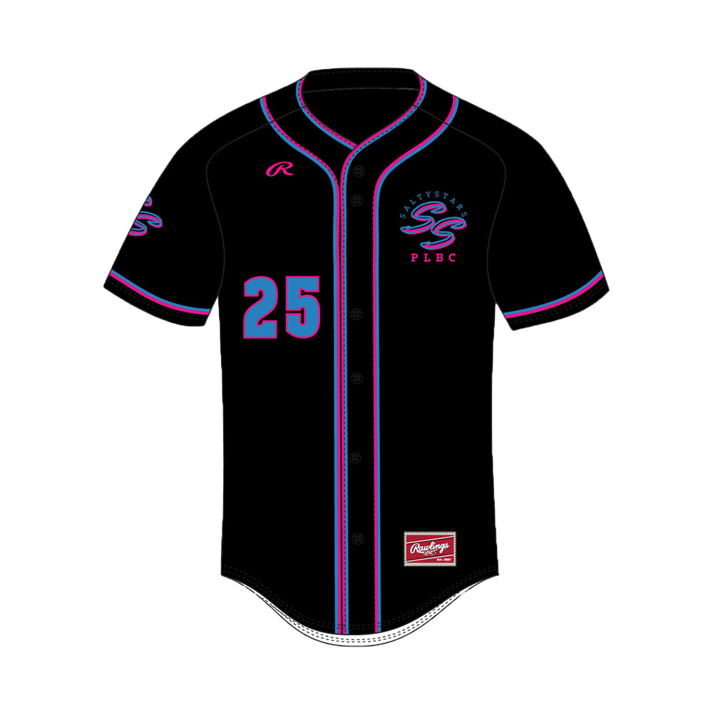 Salty Stars Button Up Jersey - Black (8+ week lead time)