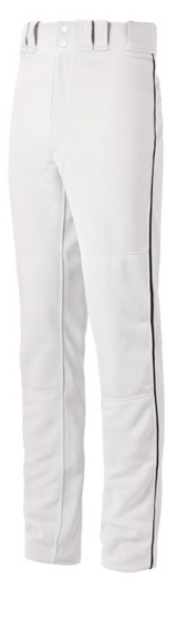 Mizuno Full Length Pant - White W/ BLACK, NAVY, ROYAL, SCARLET PIPE