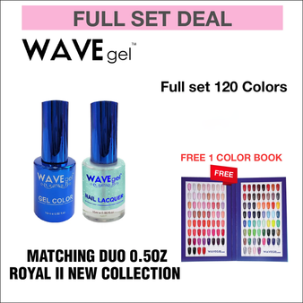 Wavegel Matching Duo 0.5oz - Royal II New Collection - Full set 120 New Colors (#1- #120) w/ 1 set Color Book