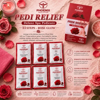 PHOENIX Pedi Relief Deluxe Spa Pedicure 11 Steps - Rose Glow - BUY 10 FREE 1