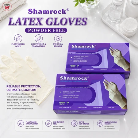 Shamrock Latex Gloves Box - Size: Extra Small ( Powder Free )