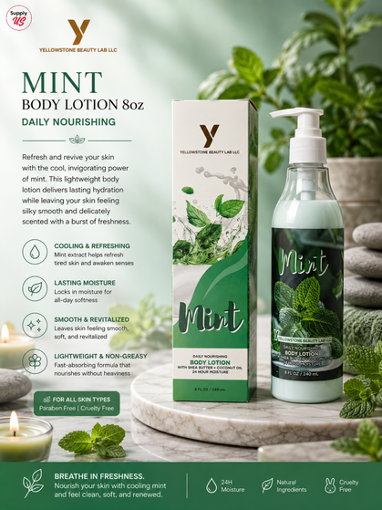 Yellowstone Body Lotion 8oz - Mint - Free Gift Box