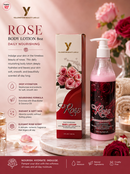 Yellowstone Body Lotion 8oz - Rose - Free Gift Box 