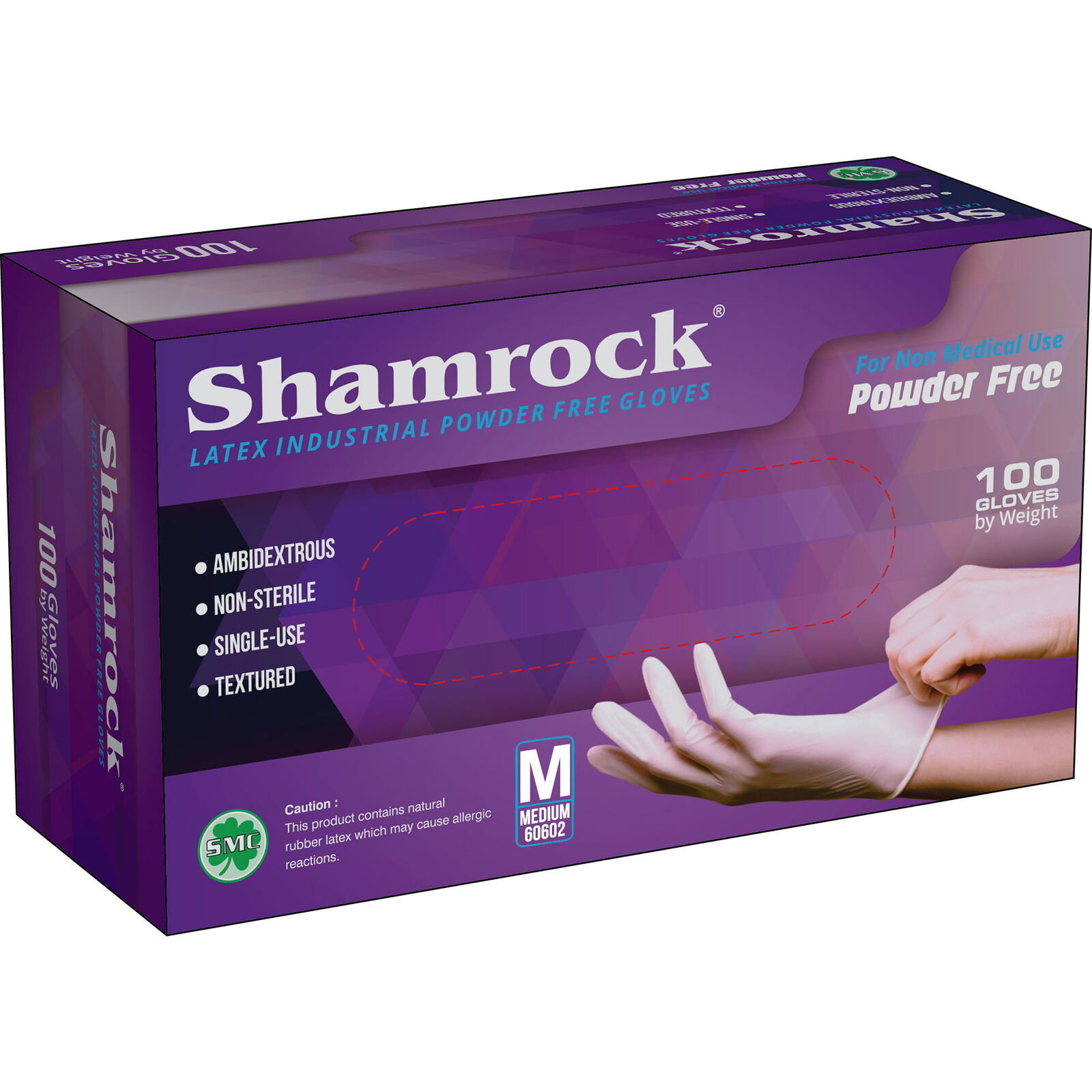 Shamrock Latex Gloves Box Medium Size ( Powder Free ) US Nail Supply LLC