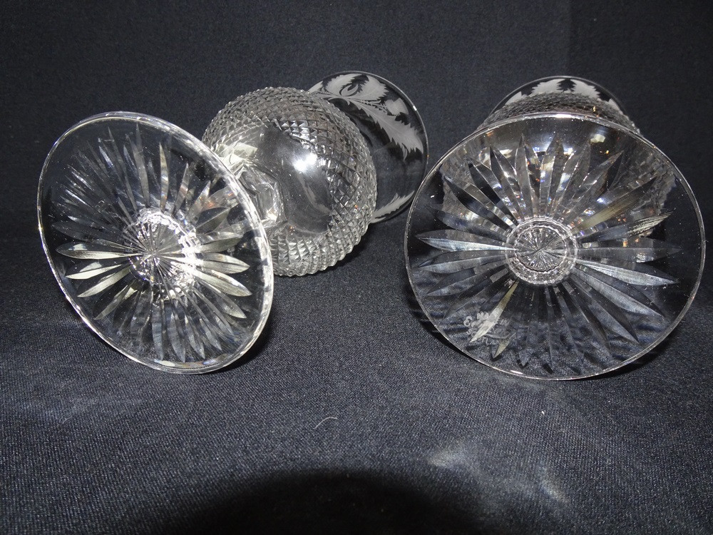 Pair of Edinburgh Thistle Crystal Wine Glasses
