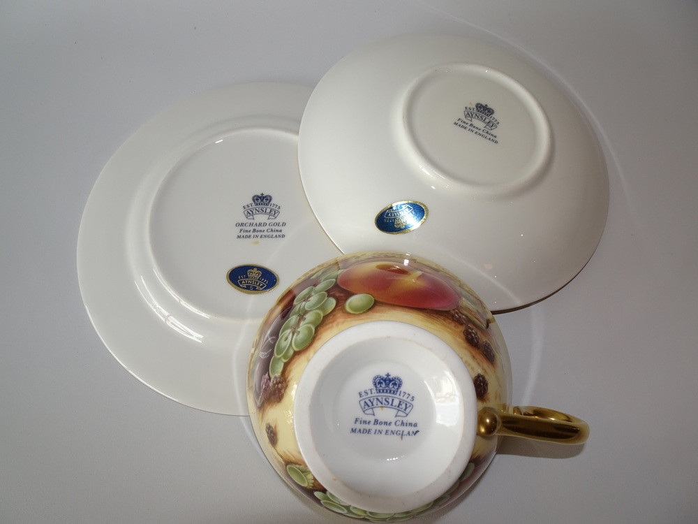 Vintage Aynsley Orchard Gold Trio with Fruit Design