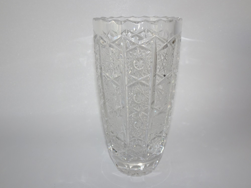 Vintage Czech Bohemian Crystal Queen Lace Cut Vase