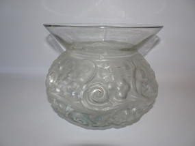 René Lalique Fontainebleau crystal vase in opalescent glass with grape and vine relief, France c.1930s