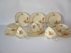 Rare Wedgwood Cups and Butter Plates with Fox Hunting Scene