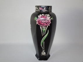 Shelley China Black Vase Carnation Pattern