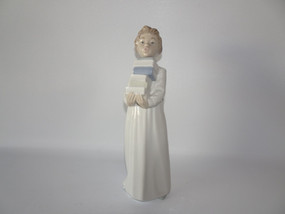 Nao by Lladro 1992 Boy with Books figurine by Jose Roig, 29cm porcelain collectible