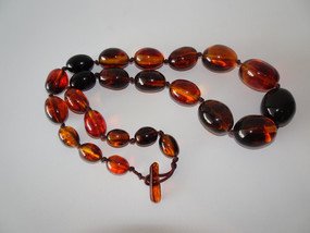 Vintage cognac amber graduated bead necklace 76cm