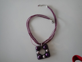 Giulia purple handcrafted Murano glass necklace with square silver and purple pendant