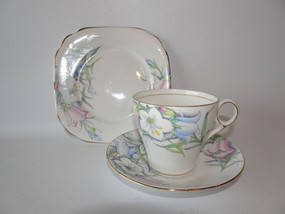 Vintage Bell China trio with lily decoration including cup saucer and plate