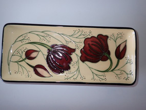 Moorcroft Chocolate Cosmos rectangular tray signed Eric Knowles Rachel Bishop design 2014