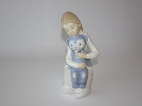 Lladro Nao 'Girl with Teddy Bear' by sculptor Juan Huerta,