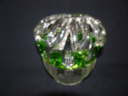 19th century Victorian hand blown Brides Bank Blass Vase by Kralik in clear and beautiful green colour.